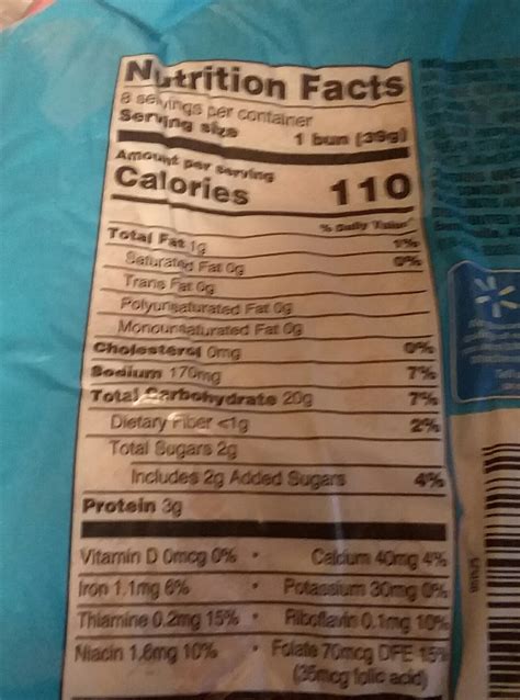 Great Value Hot Dog Buns Nutrition Facts At Terri Huff Blog