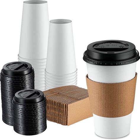 Gusto 10 Oz Disposable Coffee Cups With Lids And Sleeves 50 Sets For Hot Beverages Walmart Com