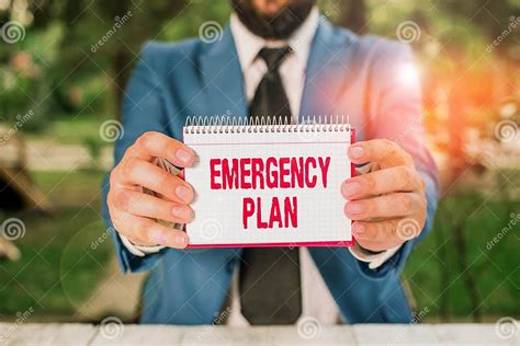 Handwriting Text Emergency Plan Concept Meaning Course Of Action To