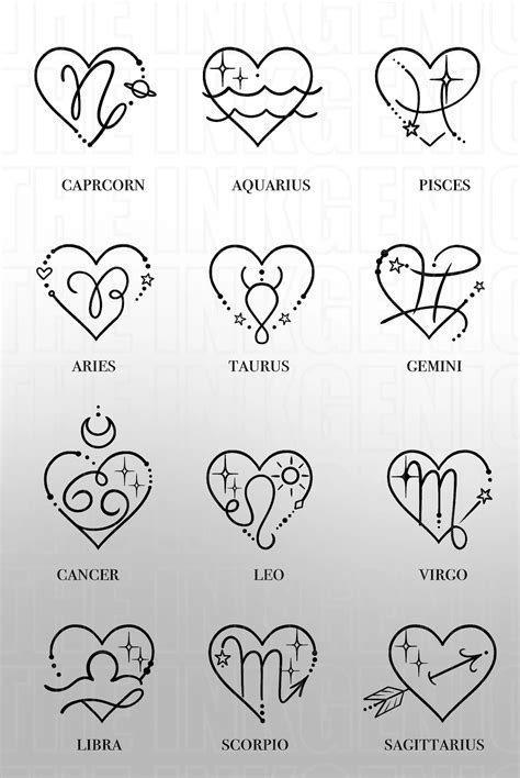 Heart Zodiac Signs Set Of 2 Temporary Tattoo Flash Etsy Horoscope Heart Zodiac Signs Set Of 2 Temporary Tattoo Flash Etsy Horoscope