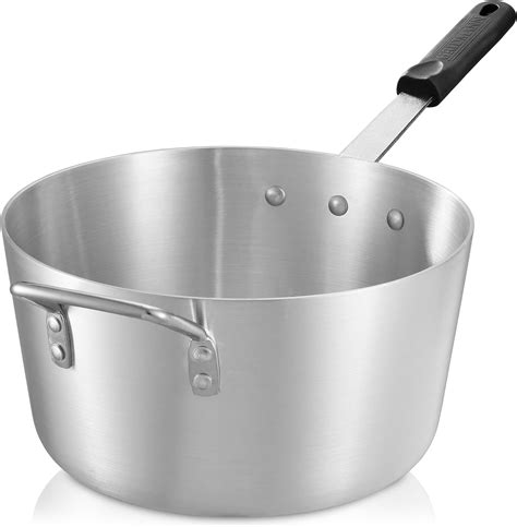 Heavyweight Cooking Pot Winco 7 Quart Aluminum Sauce Pan Heavy Duty Professional Kitchen Pot For Sauces Gravies 7 Quart Professional Sauce Pan