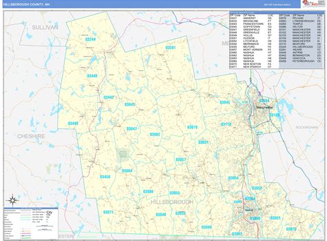 Hillsborough Nh Zip Code Wall Map Zipcodemaps