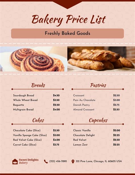 Home Bakery Price List Template Project Pismo