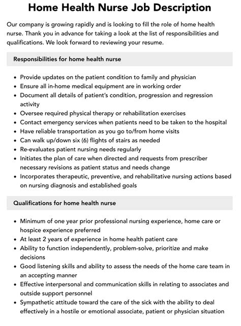 Home Health Rn Job Description Velvet Jobs