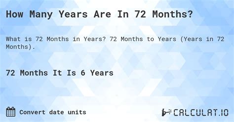 How Many Years Is 72 Months: Quick Answer