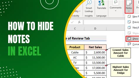How To Hide Notes In Excel