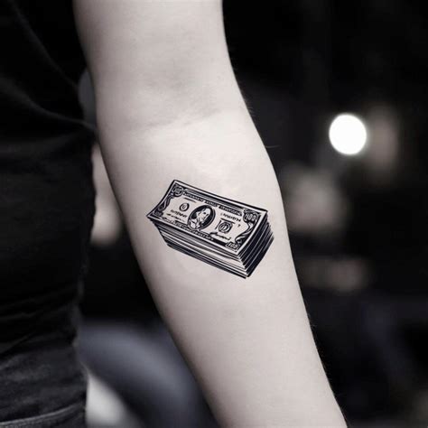 Hundred Dollar Bill Temporary Fake Tattoo Sticker Set Of 2