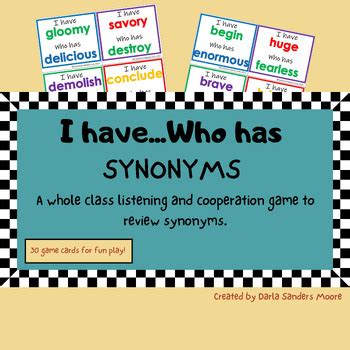 I Have Who Has Synonyms I Have Who Has Synonyms
