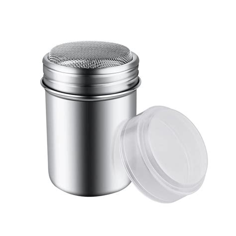 Icing Sugar Shaker Tiiyee With Lid Stainless Steel Cappuccino Chocolate Duster Powder Fine Mesh Flour Dispenser Dredger Can For Kitchen Bread Barbecue Baking Cooking Diy Coffee And Craft Spice Large Flour Shaker