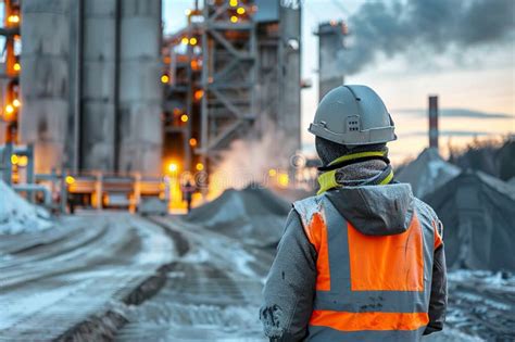 Industrial Engineer Wearing Hardhat And Safety Vest Monitoring Industrial Engineer Wearing Hardhat And Safety Vest Monitoring
