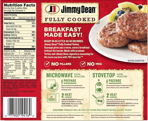 Jimmy Dean Fully Cooked Turkey Sausage Patties 24 Ct