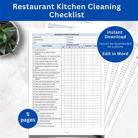 Kitchen Cleaning Checklist Restaurant Consulting Workplace Wizards