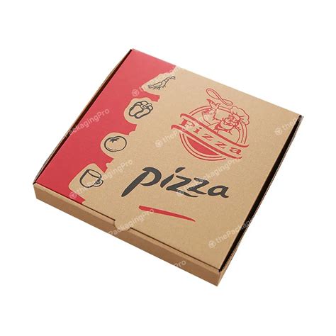 Kraft Paper Pizza Box With Logo 16 Inch Pizza Boxes One Time Takeaway