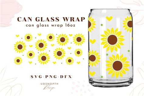 Libbey Glass Svg Sunflower Beer Can Glass Svg Libbey Glass Can Wrap Svg