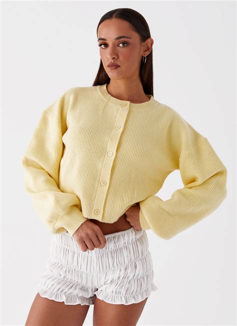 Light Weight Vary Rib Knit Cardigan In Butter Find Me Now The Label Light Weight Vary Rib Knit Cardigan In Butter Find Me Now The Label