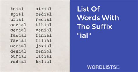List Of Words With The Suffix Amp Quot Ial Amp Quot
