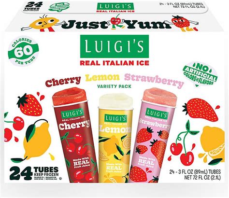 Luigi S Squeeze Up Italian Ice Variety Pack 3 Fl Oz 24 Ct Samsclub Com