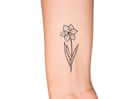 March Birth Month Flower Daffodil Temporary Tattoo Birth Flower