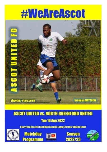 Matchday Programme Ascot United V North Greenford United Ascot