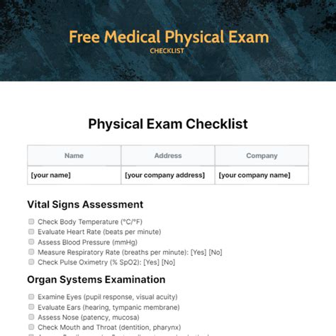 Medical Physical Exam Checklist At Sandra Slavin Blog