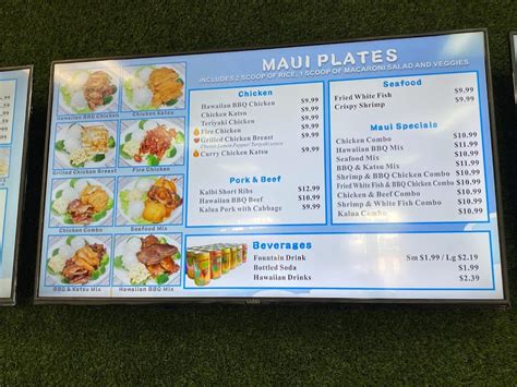 Menu At Maui Hawaiian Grill Bbq Tempe