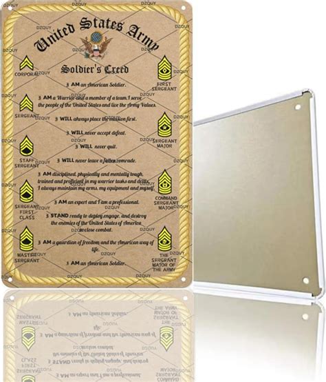 Military Rank Tin Sign Us Army Soldier S Creed