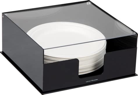 Mind Reader Paper Plate Holder Covered Dispenser Dinner Party Essentials Plate Caddy Acrylic 11 L X 11 W X 5 H Black Mind Reader Paper Plate Holder Covered Dispenser Dinner Party Essentials Plate Caddy Acrylic 11 L X 11 W X 5 H Black