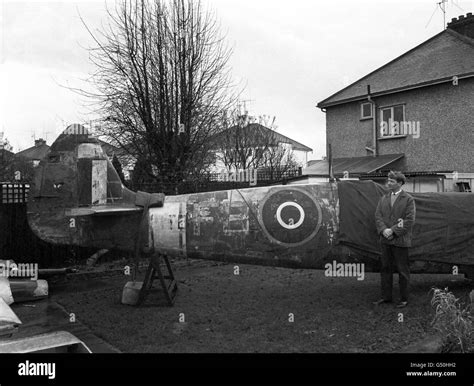 Mr William Francis With A World War Two Spitfire In The Garden Of His Mr William Francis With A World War Two Spitfire In The Garden Of His