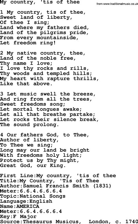 My Country 'Tis of Thee Lyrics: A Timeless Tribute to America's Anthem