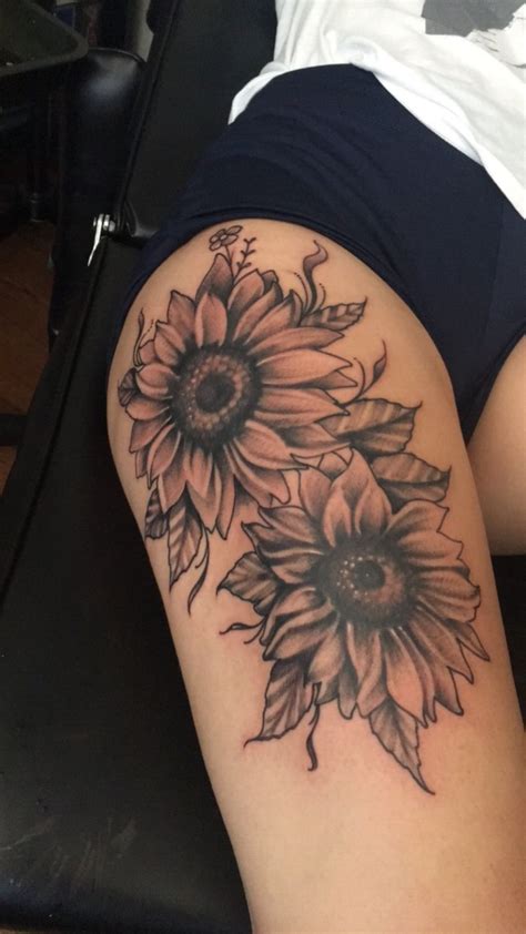My Own Creation Of Sunflowers Thigh Tattoos Women Sunflower Tattoo My Own Creation Of Sunflowers Thigh Tattoos Women Sunflower Tattoo