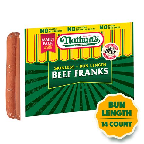 Nathan S Nathan S Famous Skinless Bun Length Beef Franks Family Pack 32 Oz 28 Ounces Shop Winn Dixie