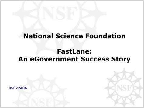 National Science Foundation FastLane: Breakthrough Funding