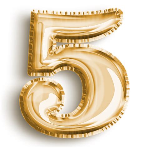 Number 5 Metallic Gold Number Balloon Airfoil Filled Number Illustration Isolated On Number 5 Metallic Gold Number Balloon Airfoil Filled Number Illustration Isolated On