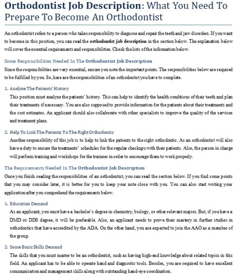 Orthodontist Job Description What You Need To Prepare To Become An Orthodontist Job Description What You Need To Prepare To Become An