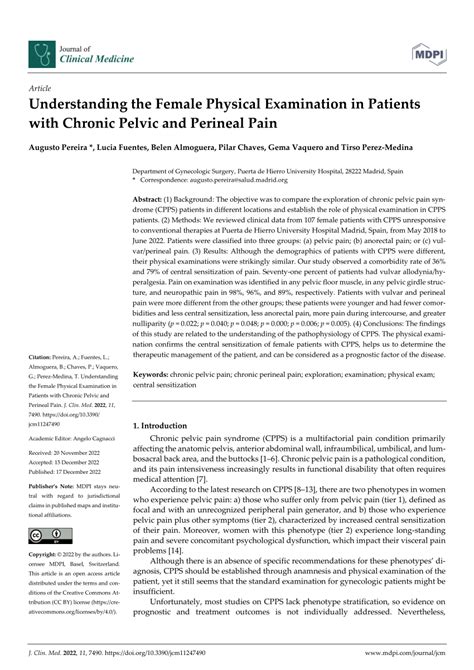 Pdf Understanding The Female Physical Examination In Patients With