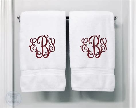 Personalised Monogrammed Bath Towel Single Or Set 3 Initials Georges River Embroidery