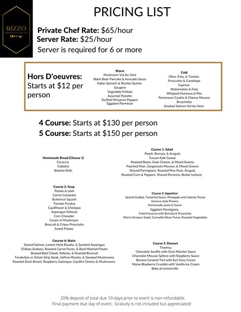Private Chef Pricing In Las Vegas Personal Chef Rates