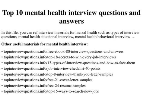 Questions For A Mental Health Interview