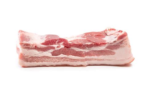 Raw Pork Belly Meat Isolated On White Background Lard Piece Isolated
