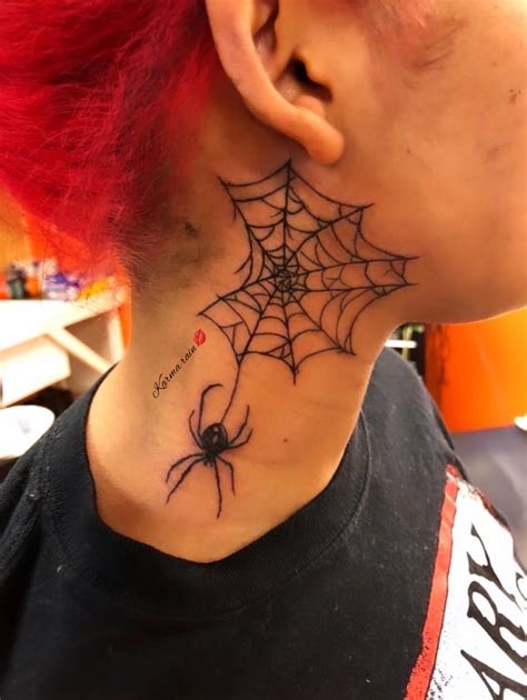 Realistic Neck Spider Tattoo By Gold Rush Tattoo