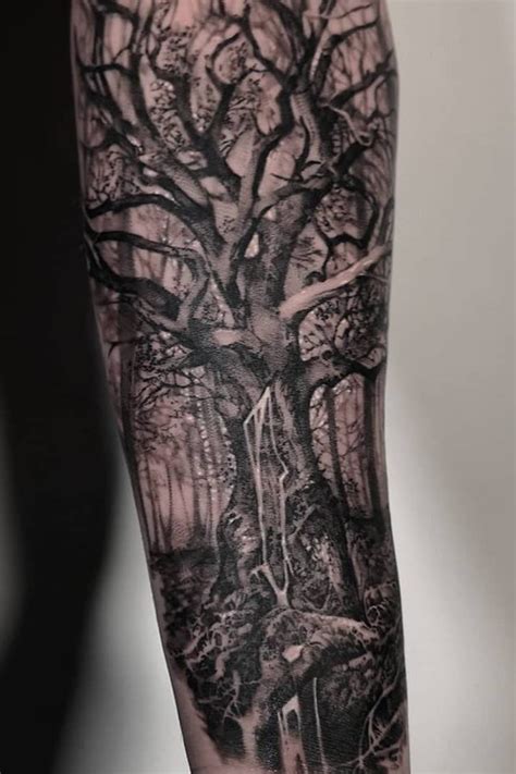 Realistic Tree Forest Tattoo Made By John Hudic At Ironinktattoo In