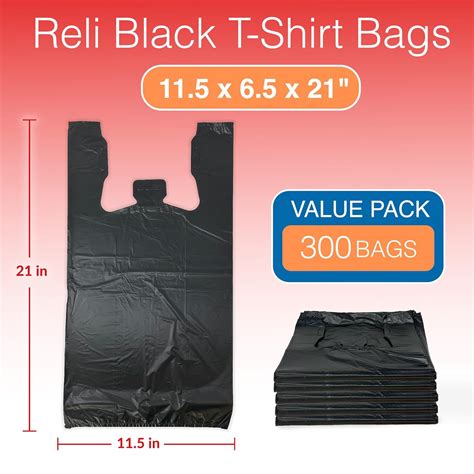 Reli Bolsas Para Camisetas 300 Unidades Negro 115 X 65 X 22 Pulgadas