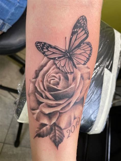 Rose And Butterfly Tattoo