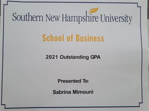 Sabrina Mimouni On Linkedin Snhu Gpa