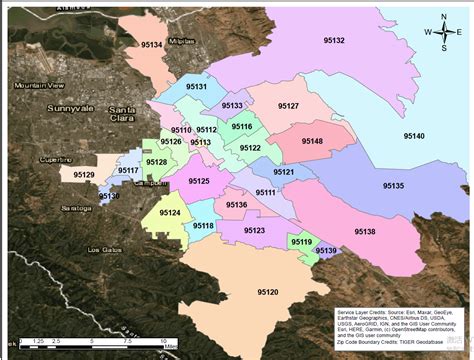San Jose Zip Code Map Gis Geography