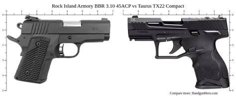 Taurus Tx22 Vs Rock Island Armory Bbr 3 10 45Acp Size Comparison