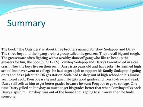The Outsiders Summary: Plot Insights Unveiled