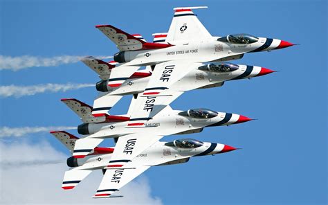 The United States Air Force Thunderbirds Fly In A Trail Formation