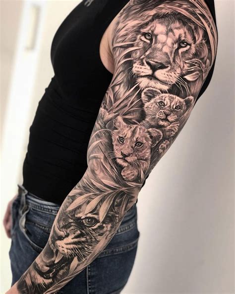 Tiger Eyes Tattoo Animal Sleeve Tattoo Lion Tattoo Sleeves Men