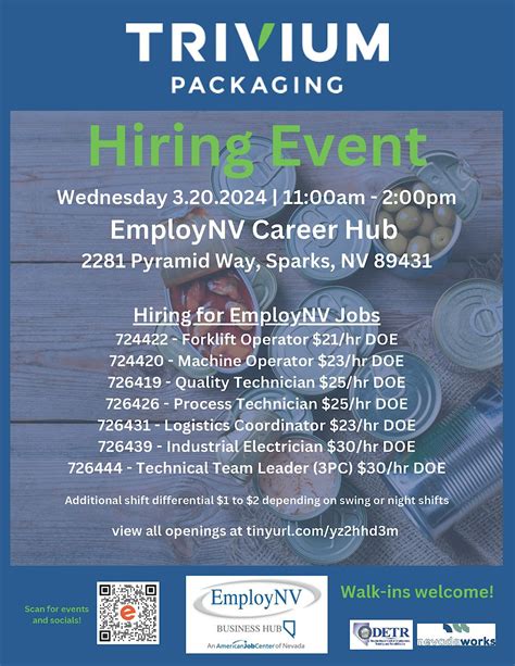 Trivium Packaging Hiring Event Employnv Career Hub Sparks 8 October 2025 Allevents